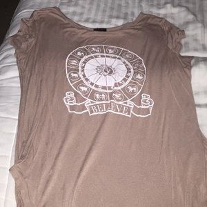 Zodiac “BELIEVE” Tan short-sleeve shirt